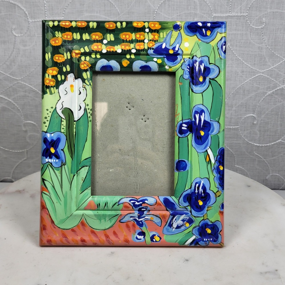 Iris Picture Frame 5x3 Handpainted Floral Garden Art Vincent Van Gogh Inspired - Picture 11 of 12
